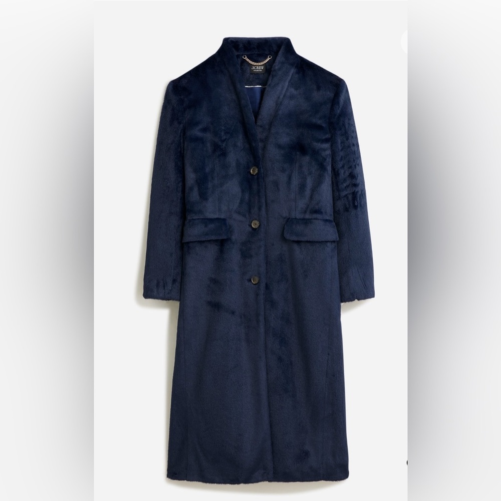 J.Crew Collection Midnight Blue Faux Fur Coat